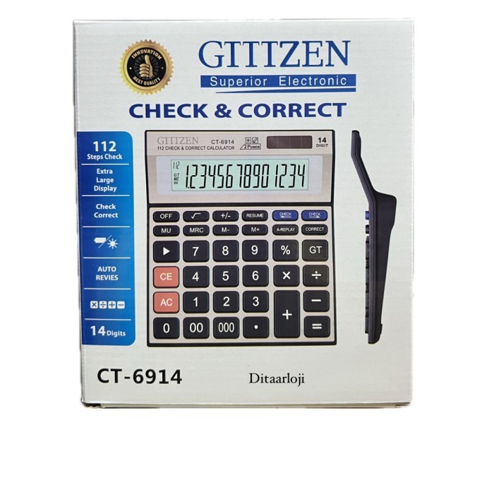 

Ready Kalkulator dagang citizen CT6914 extra big display 14 digit