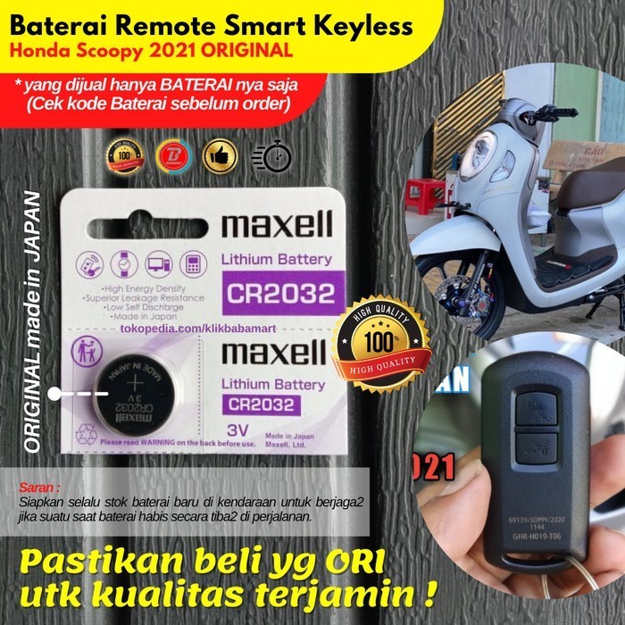 Baterai Remot Honda Scoopy 2021 Smart Keyless Remote Ori Maxell Japan