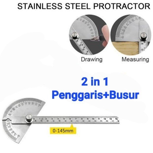 

murah betulan PR180 Penggaris Busur Derajat Stainless Alat Ukur Sudut Sekolah Teknik