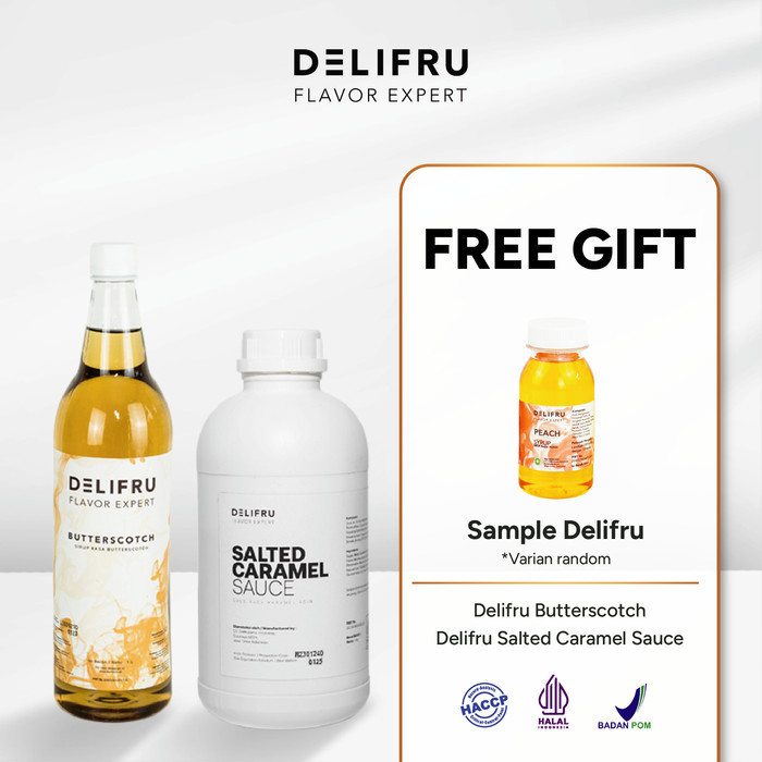 

Paket Bundling Syrup Delifru Sirup Butterscotch 1L + Sauce Salted Caramel 1Kg