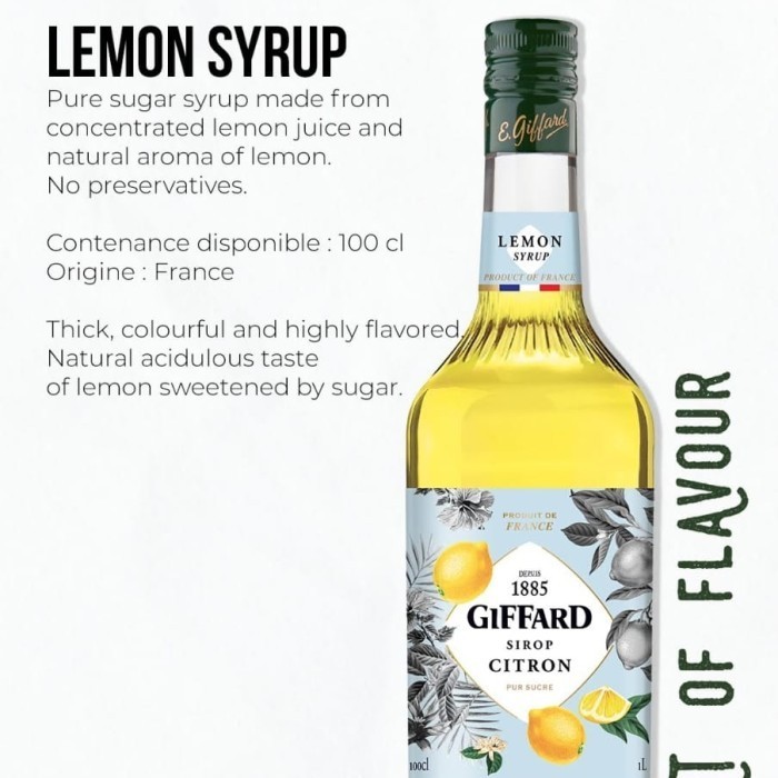 

Giffard syrup Lemon 1L Sirup giffard rasa buah Lemon 1 liter