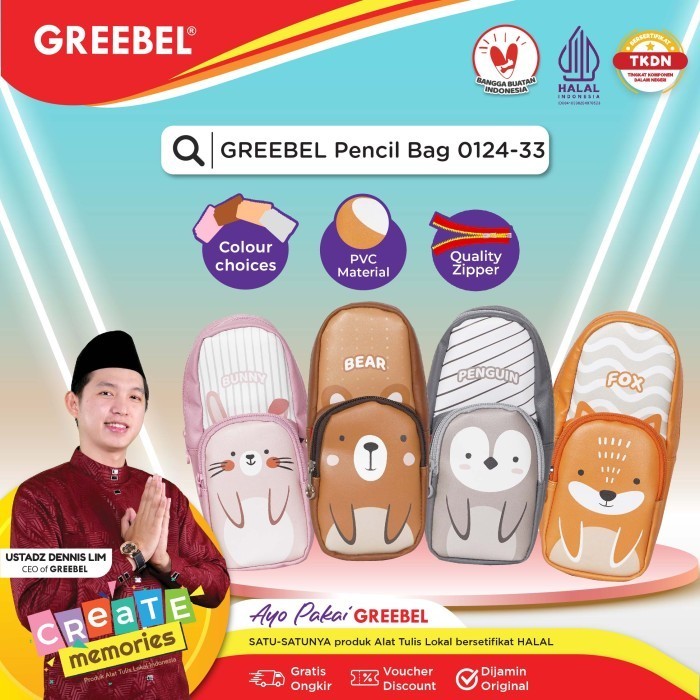 

GREEBEL PENCIL BAG 0124-33 /TEMPAT PENSIL/KOTAK PENCIL PEN ANAK LUCU