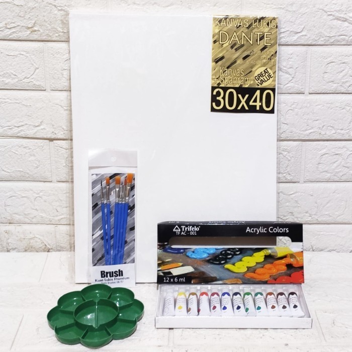 

PAKET MELUKIS 4IN1 KANVAS 30X40 KUAS PALET CAT