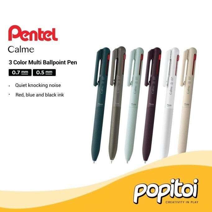 

Pentel Calme 3 Color Multi Ballpoint Pen 0.5 0.7 mm Pulpen Bolpoin