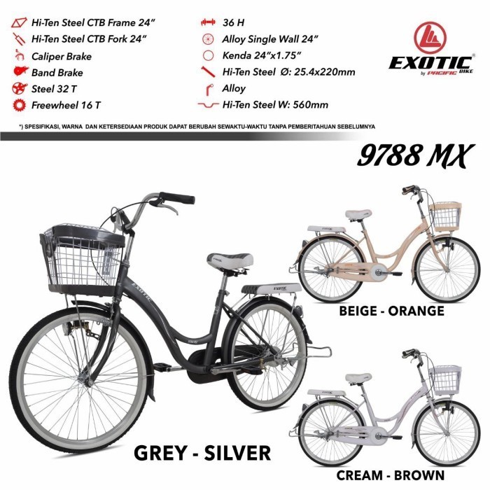 Sepeda Mini Keranjang Dewasa 20 24 26 Inch Exotic Et 9788 Mx City Bike