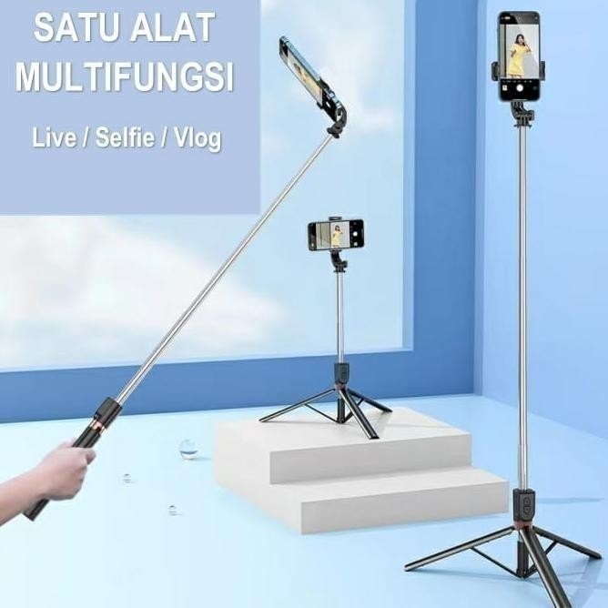 PROMO Tongsis Tripod 3 in 1 Bluetooth Selfie Stick 130 CM 1.3M 130cm Multifungsi With Remote FLASH S