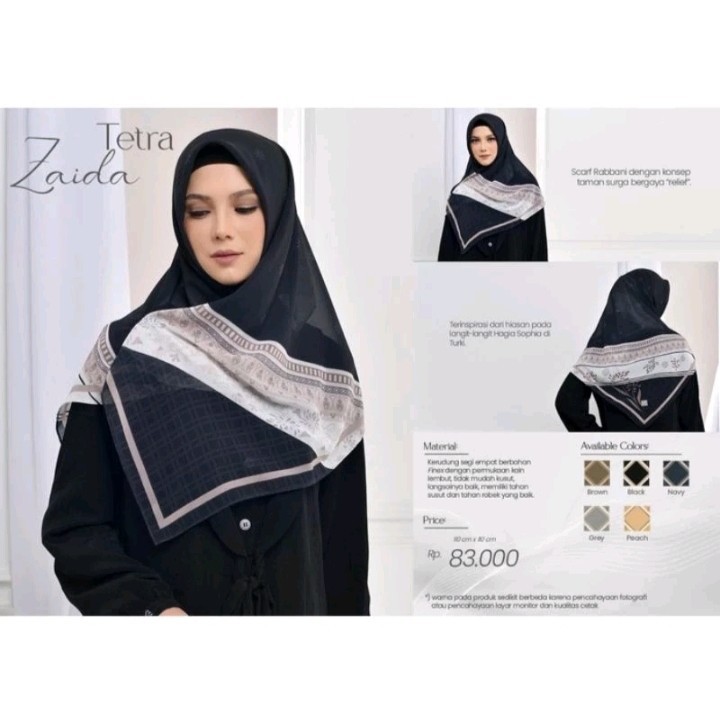 Rabbani Segi Empat Full Motif Kerudung Hijab Jilbab Krd Tetra Zaida