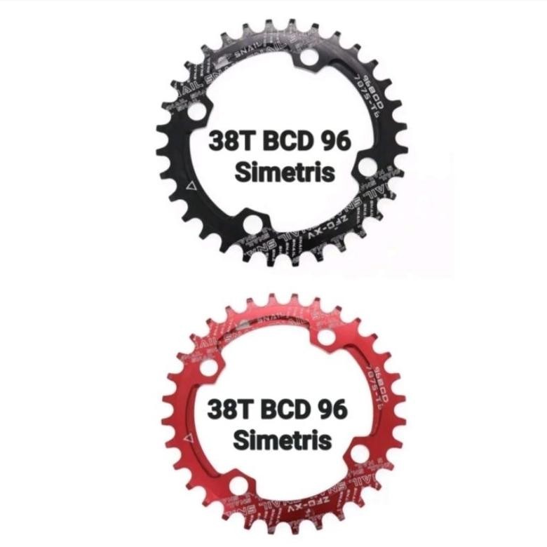 Premium Snail Chainring 38T BCD 96 Simetris Narrow Wide Chain ring Single Arm Crank Sepeda Hitam