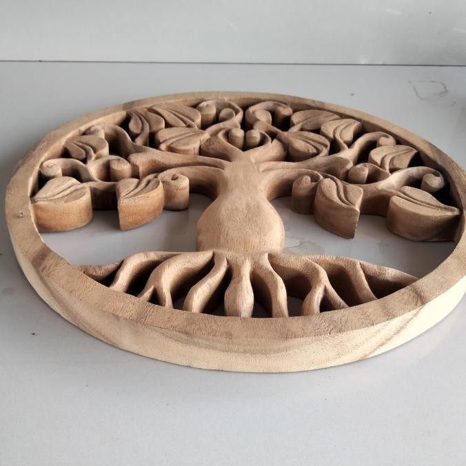 hiasan dinding ukiran bali - hiasan dinding ukiran kayu - tree of life ZS01
