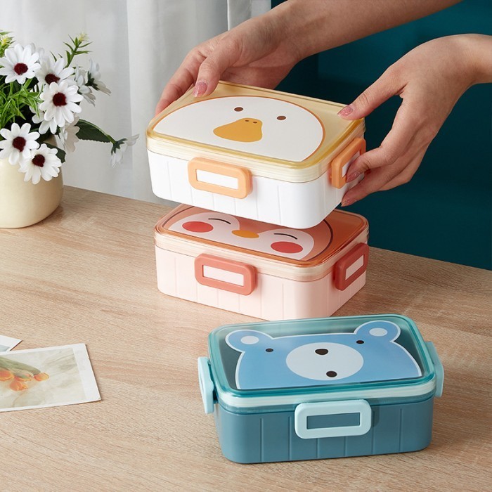 Tempat Makan Lunch Box Tepak Makan Anak 600 Ml Anti Tumpah 2 Sekat