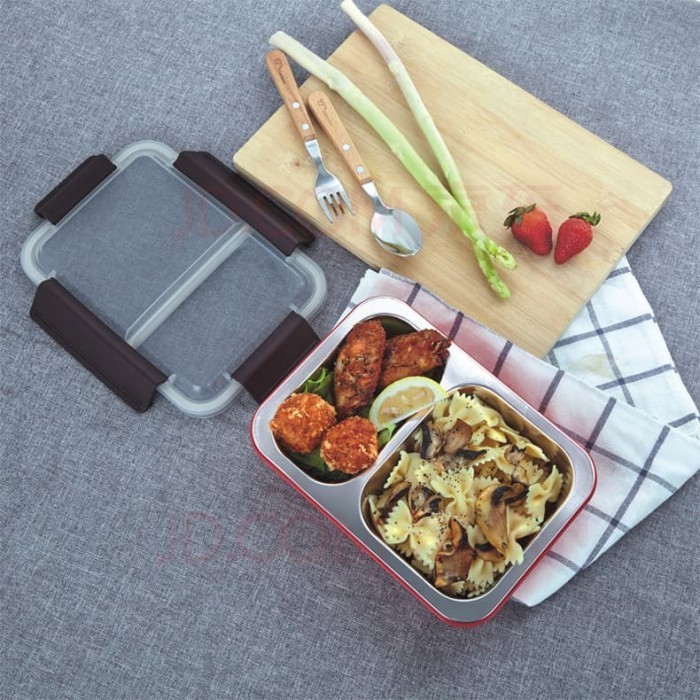 Lunch Box / Kotak Makan Tedemei 6561 Anti Tumpah - 2 Sekat