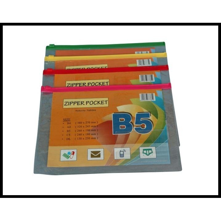 

HOT DEAL ZIPPER POCKET B5 /ZIPPER BAG/ZIPPER CASE/KANBAN POCKET/PLASTIK KANBAN !!