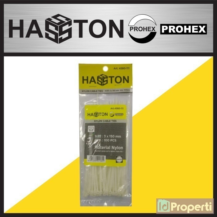 

Hasston 4580-111 Cable Tie 3x150 mm Putih Kabel Ikat Ties Tis Plastik
