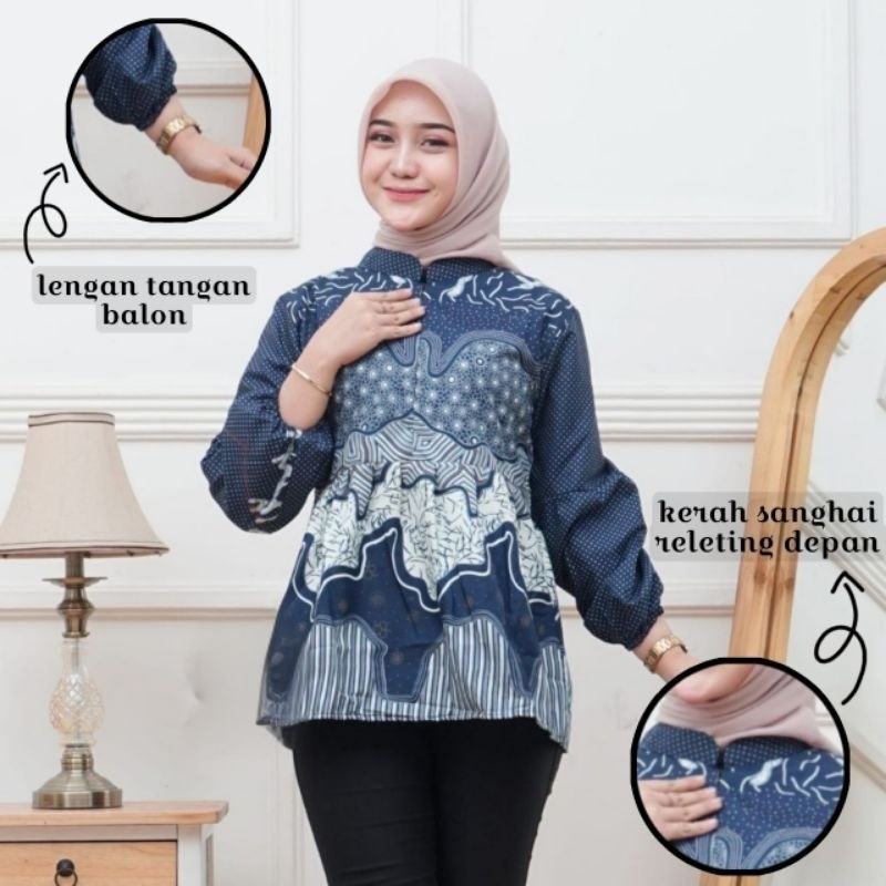 Promo Baju Batik Wanita // BAJU BATIK WANITA MODERN MONALISA GENES M,L,XL asli PEKALONGAN jumputan