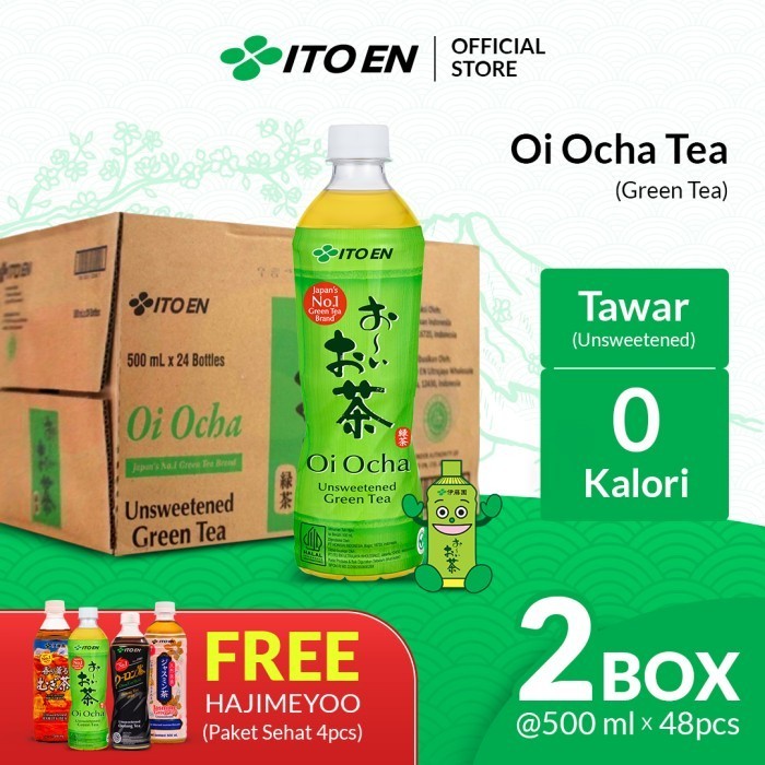 

2 Box ITO EN Oi Ocha Green Tea No Sugar 500ml Free Paket Sehat