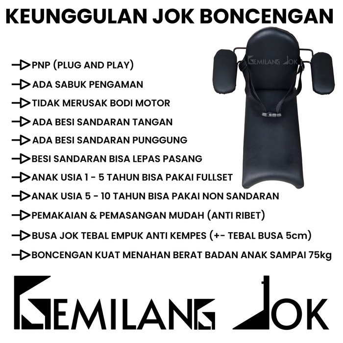Jok Boncengan Motor Anak Vario 110 Ada Seatbelt & Besi Sandaran