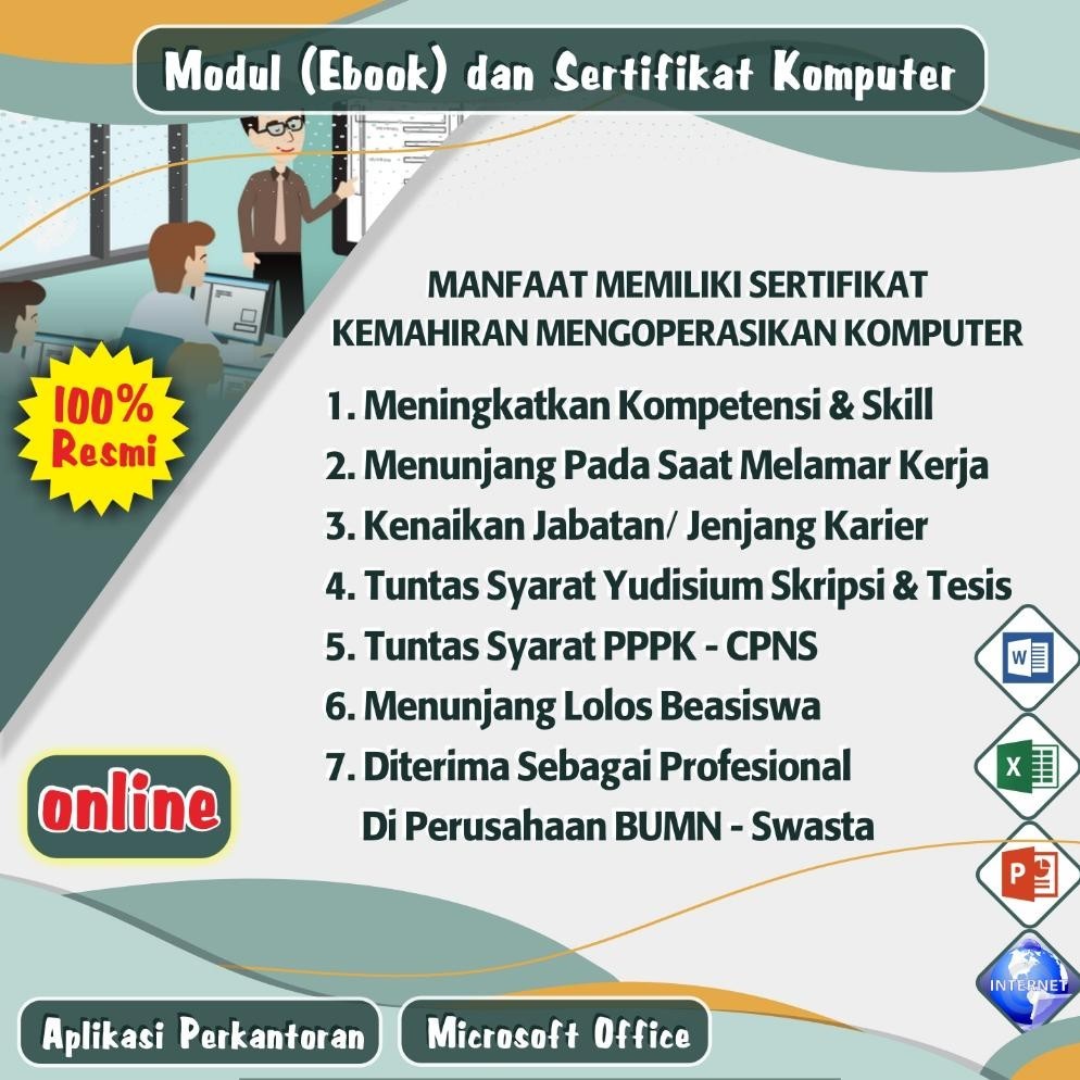 jy-56 TRAINING KOMPUTER SERTIFIKAT RESMI OFFICE DAN INTERNET ONLINE Terlaris