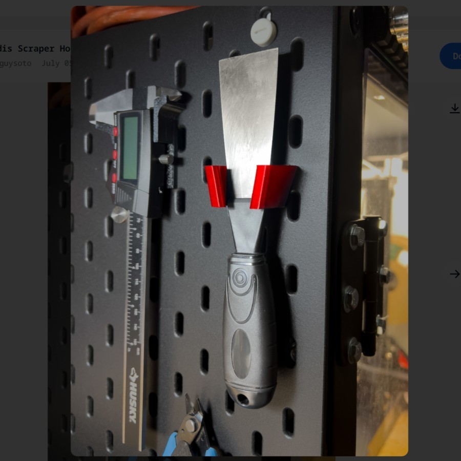 

3D Print Custom Scrapper Holder Dudukan Papan Berlubang Pegboard