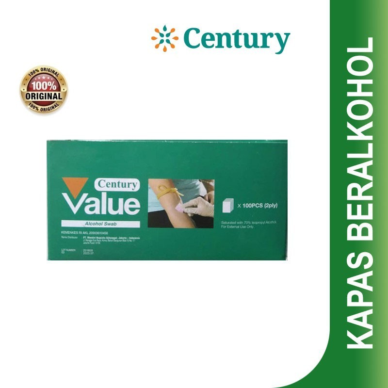 Century Alkohol Swab / Kapas Alkohol / Alcohol Swab / Pembersih Luka / Antiseptk / Pendarahan