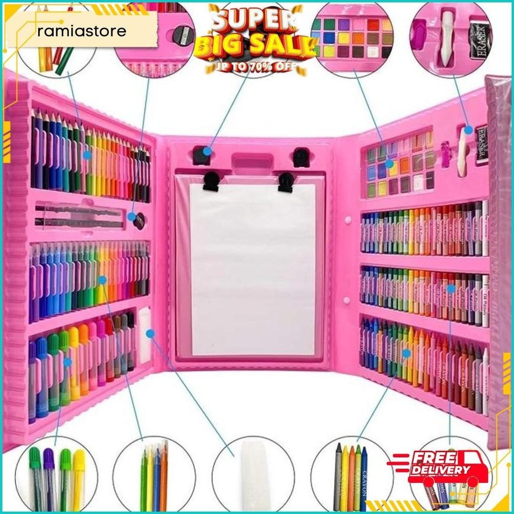 

Super Mega Art Set Alat Gambar Tulis Anak Crayon Pensil Warna 208 Pcs Cod