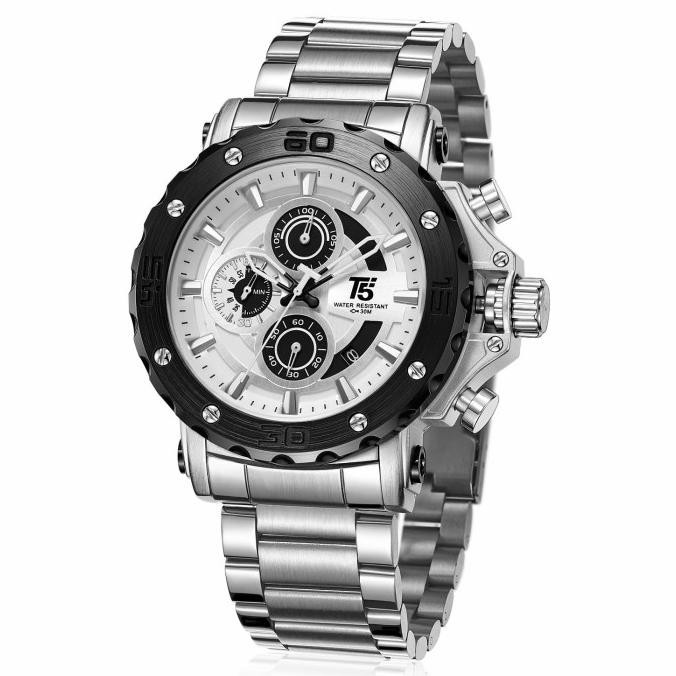 Jam Tangan Pria Original T5 H 3702G Silver