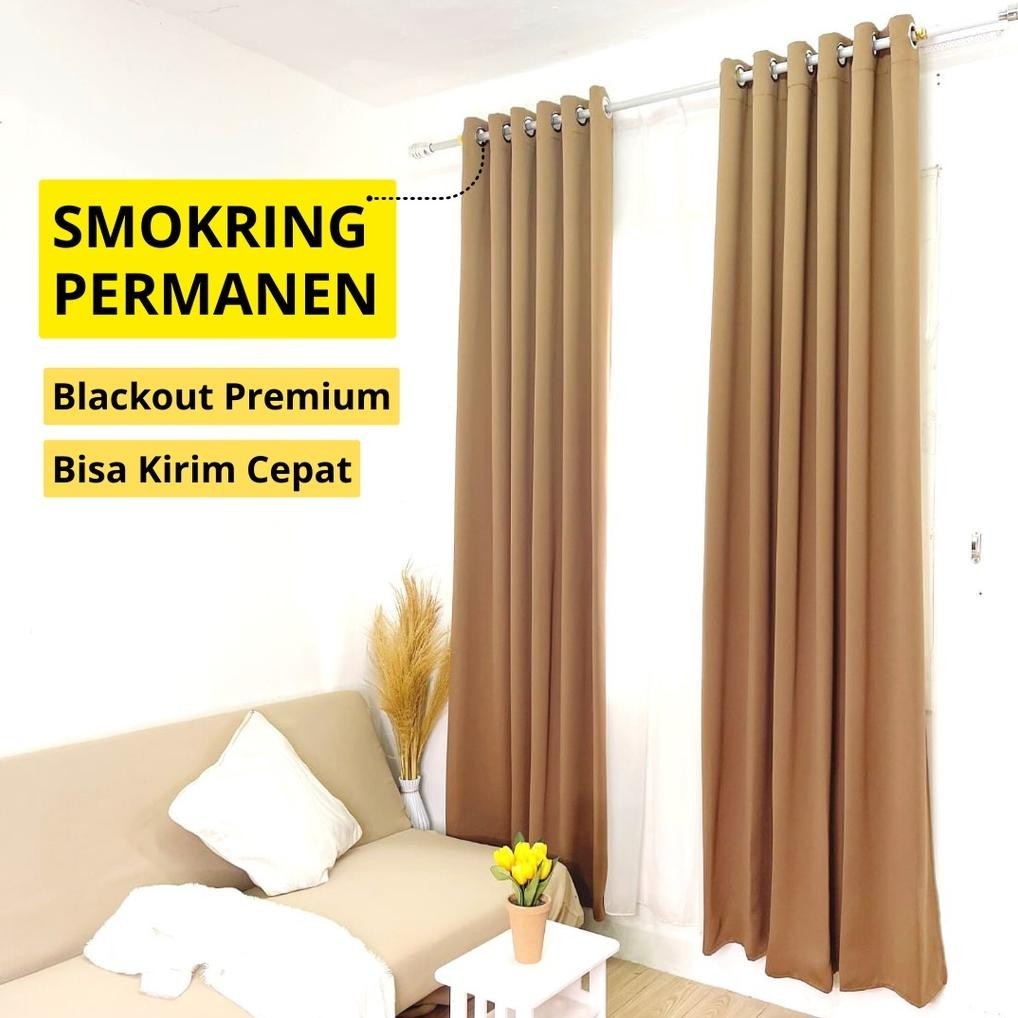 [PROMO] Gorden jendela blackout 80% horden pintu hordeng tebal pendek tirai polos minimalis Loft Col