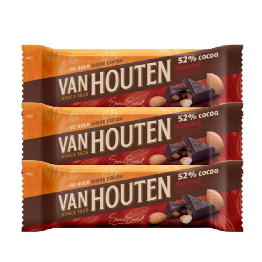 VAN HOUTEN Semi Sweet Almonds Chocolate Bar 1 Kg