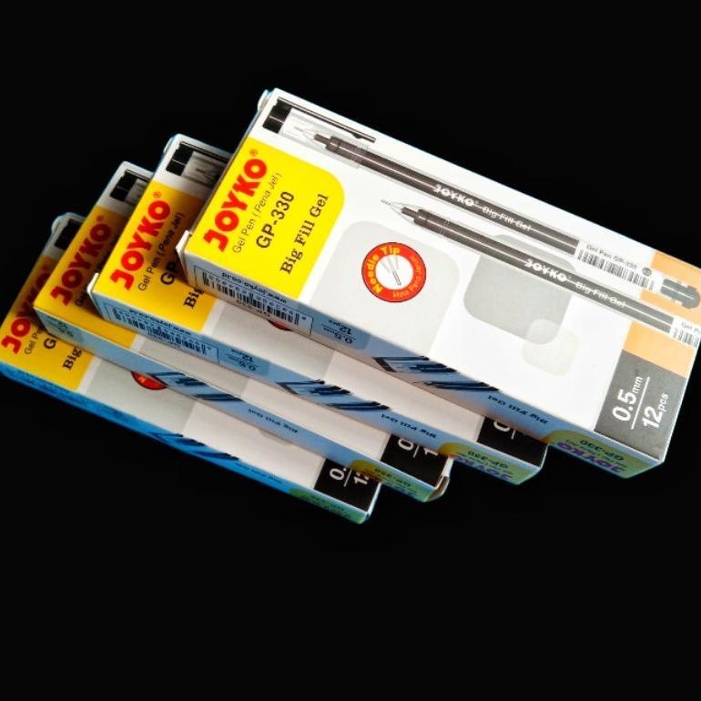

[Promo][Cod][Gratis Ongkir] Pulpen Gel Joyko Gp-330 / Pena Gel Hitam Bolpoint 1 Lusin Big Fill Gel 12 Pcs Murah