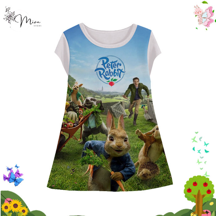 Dress Anak Perempuan Peter Rabbit v1 Tunik Anak Wanita Film Animasi Kartun Peter Rabbit 3D Printing 