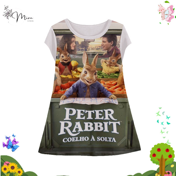 Dress Anak Perempuan Peter Rabbit v5 Tunik Anak Wanita Film Animasi Kartun Peter Rabbit 3D Printing 