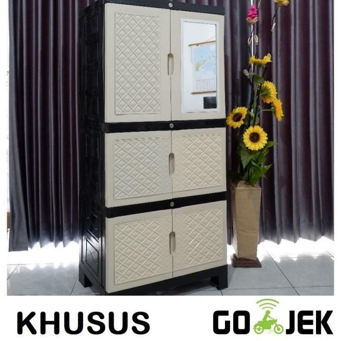 Lemari plastik aquose susun 4 jumbo plus kaca