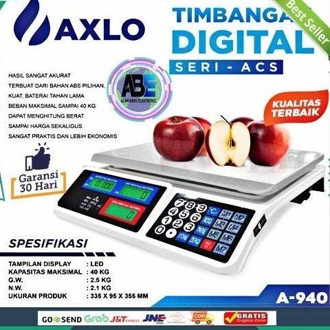 [Ready] Timbangan Digital 40Kg Axlo A-940 Bisa Meja,Dapur,Buah,Laundry Dll Ori