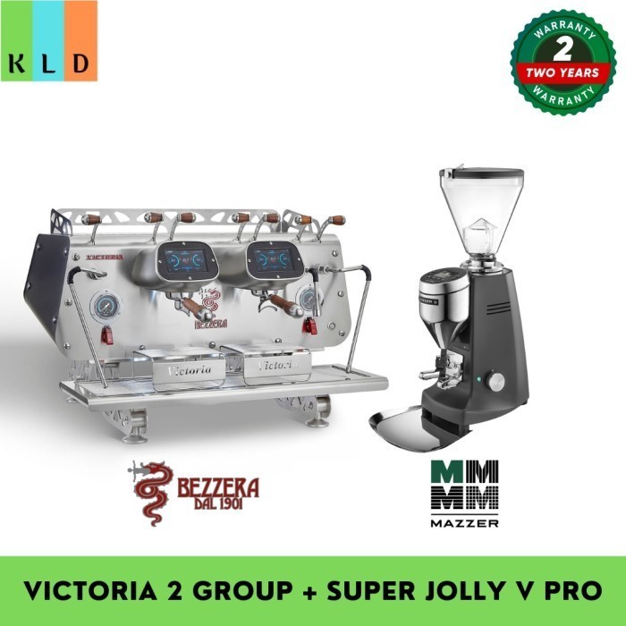 Ready BEST DUO - Espresso Machine BEZZERA Victoria 2 Gr & Espresso Grinder MAZZER Super Jolly V Pro