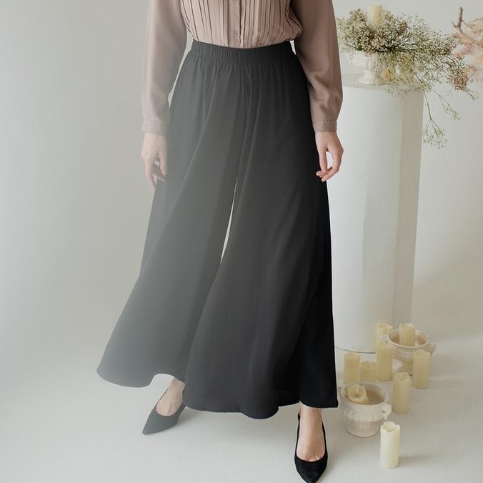 Sahara Aska Label - Celana kulot wanita lebar pinggang full karet