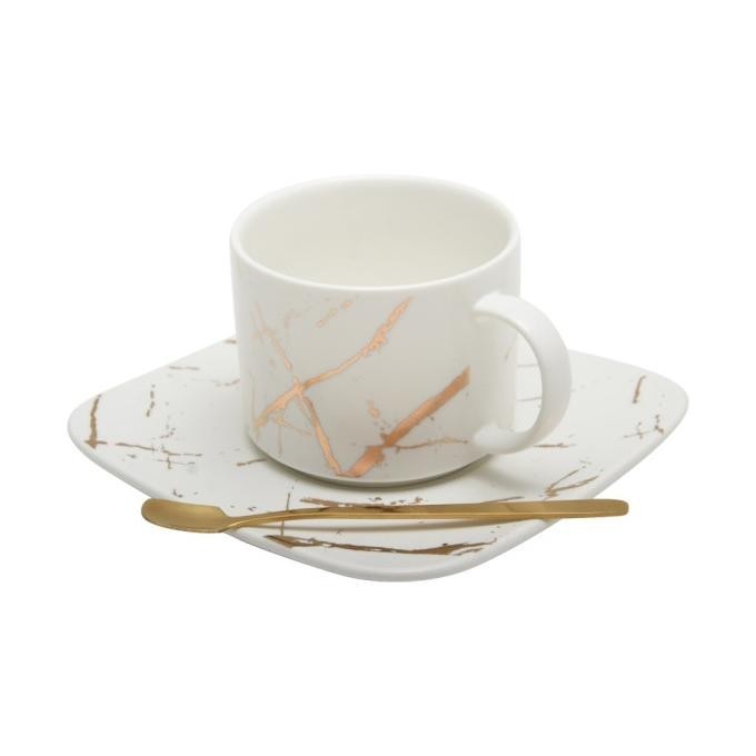 [New] Informa - Appetite 220 Ml Set 2 Pcs Cangkir & Saucer Marbel - Putih