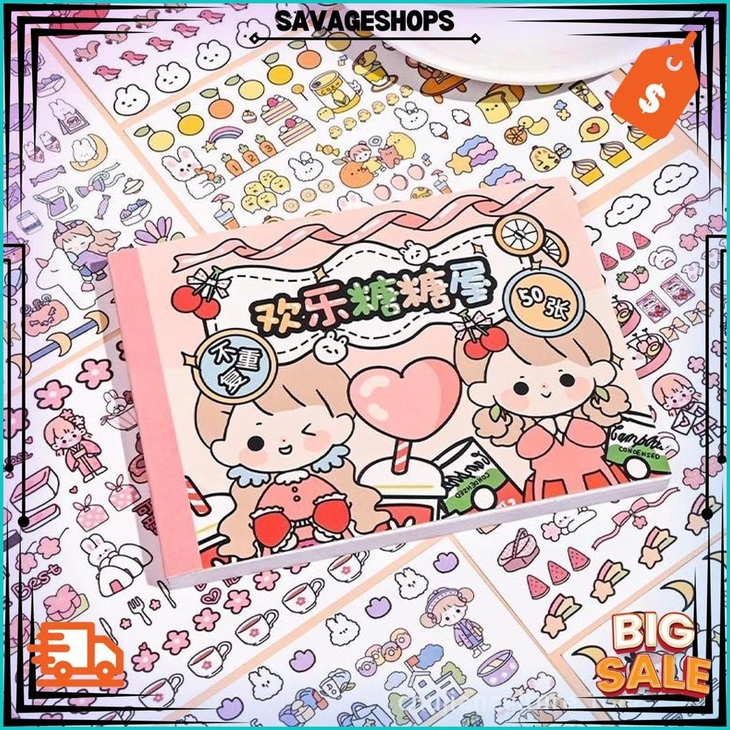 

50 Lembar / Set Stiker Motif Kartun Lucu Untuk Dekorasi Buku Catatan Kertas Lucu Stiker Hiasan Buku / Diary Diy Best Seller