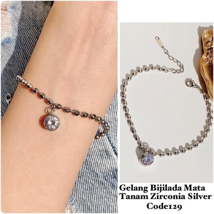 Gelang biji lada diamond impor/gelang tangan biji lada/gelang silver