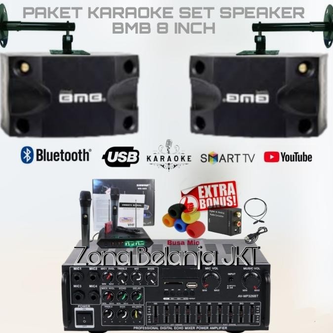 Jual Paket Karaoke Rumahan Speaker Bmb 8 Inch Original Paket Sound Bmb