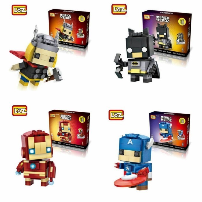 Loz Bri Headz Ni Blo Captain America, Iron Man, Batman, Thor
