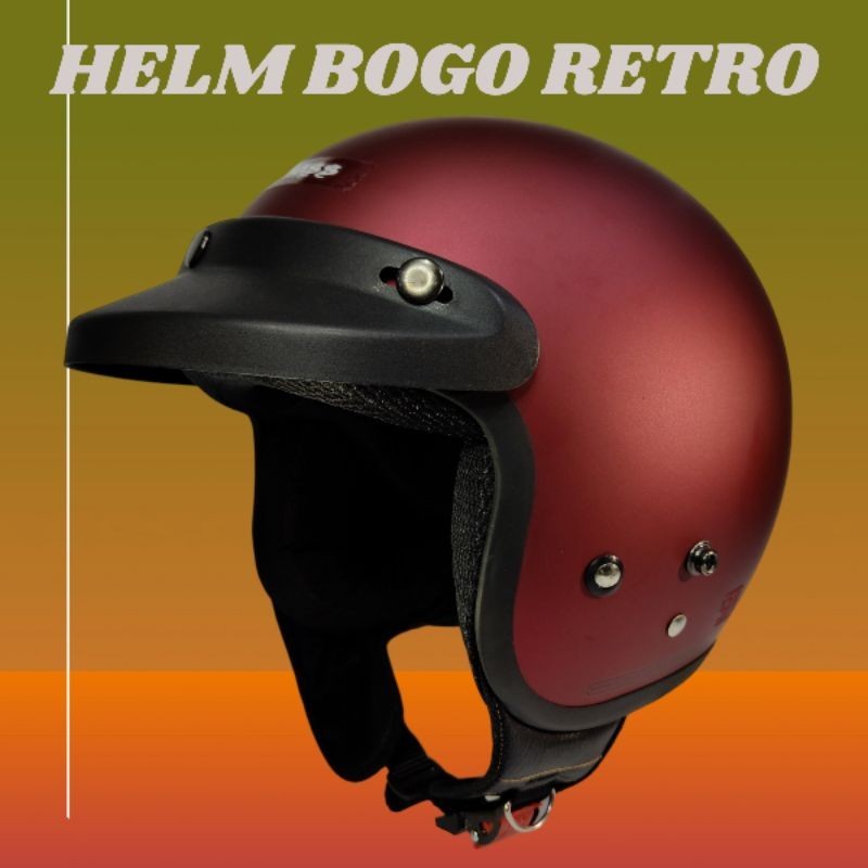 helm bogo retro red doff merah marun doff SNI identik carglos helmet dewasa