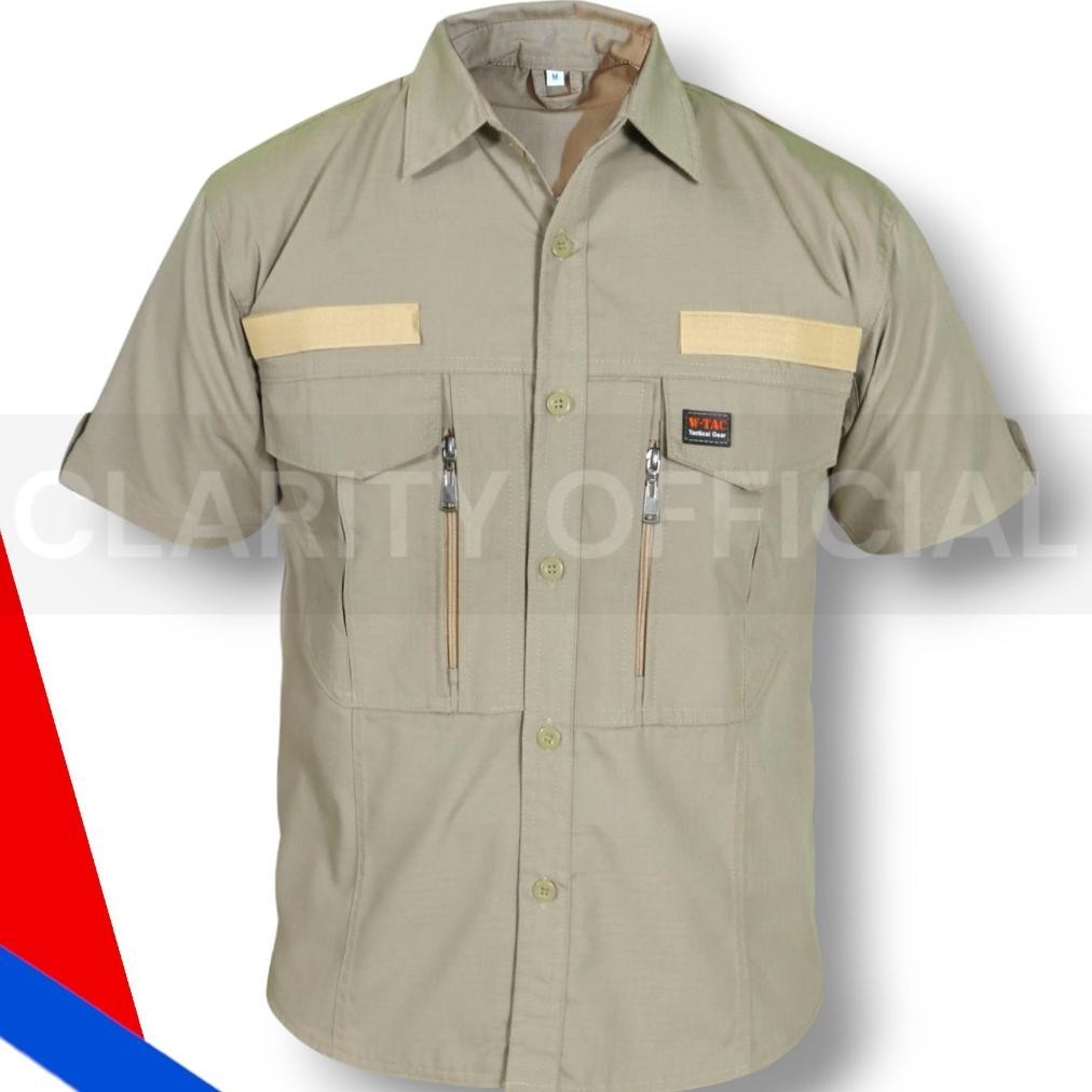 Baju Kemeja Tactical Pria Lapangan Outdoor Lengan Pendek Pdl Taktikal Polisi Army Ripstop Tornado Ba