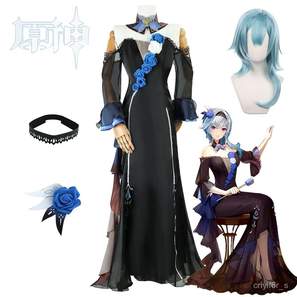 Eula Cosplay Symphony Concert Costume Game Genshin Impact Eula Cosplay Dress Wig Anime Halloween Car