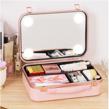 Tas Koper Jinjing Lampu Led Tempat Alat Make Up Kosmetik Kecan