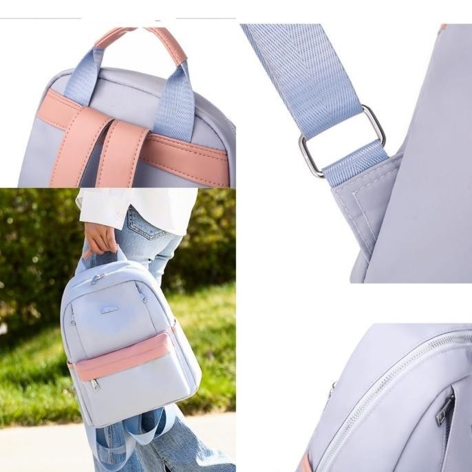 TAS RANSEL WANITA KOREA ANTI AIR BIRU BORRA TA509B2 IMPORT GENDONG ORI