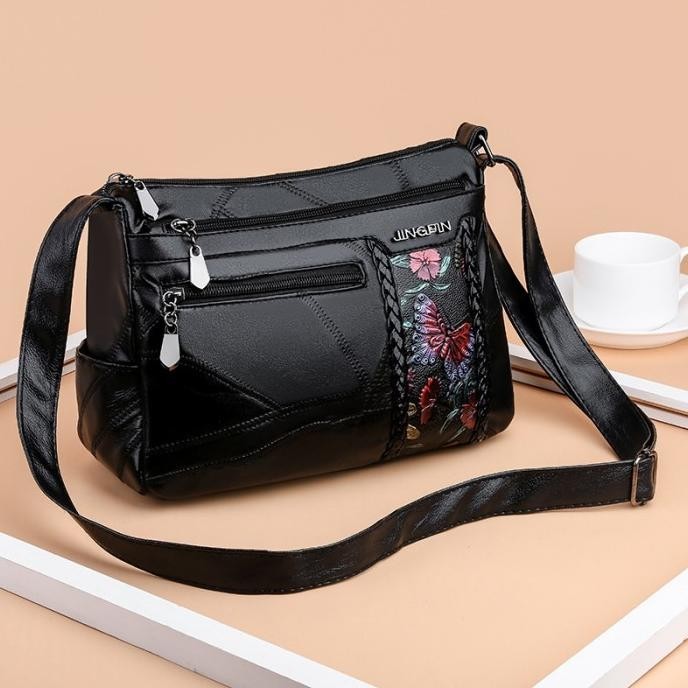 TAS SELEMPANG WANITA BRIXA TA896B5 KULIT MOTIF BUNGA PREMIUM IMPORT