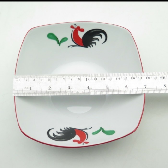 Mangkok Persegi Keramik/ Mangkok Persegi Ayam Jago