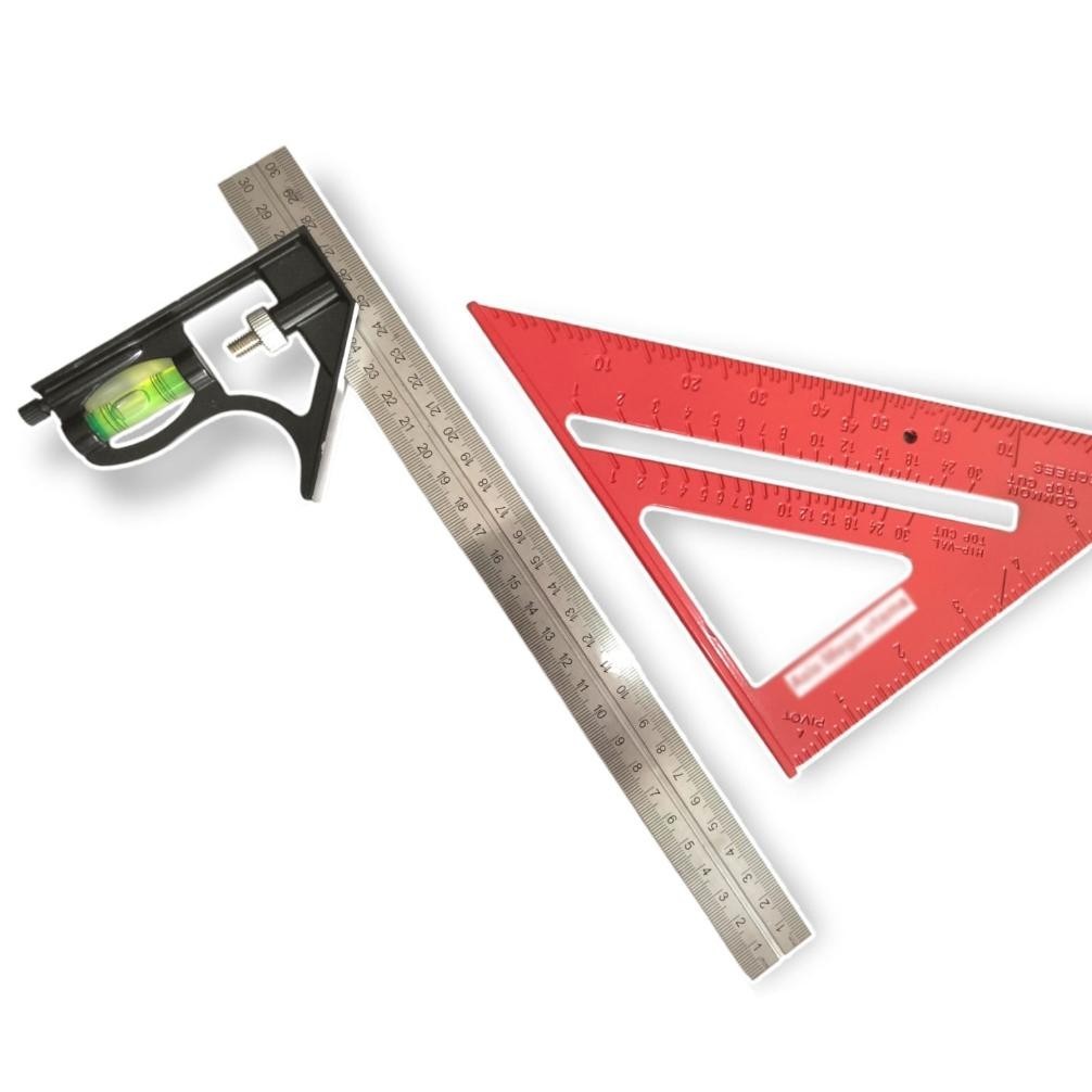 

ORIGINAL PAKET Penggaris Tukang Siku Mistar Multifungsi ada Waterpass er-6