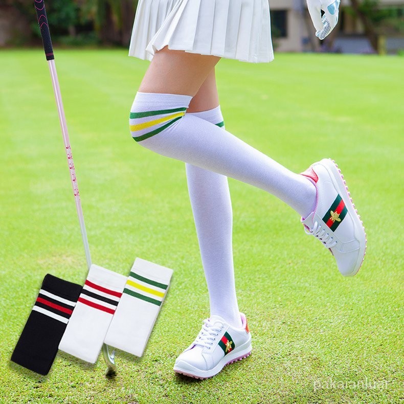 Kaus Kaki Golf Stoking Wanita Atas Lutut Stoking Olahraga Badminton