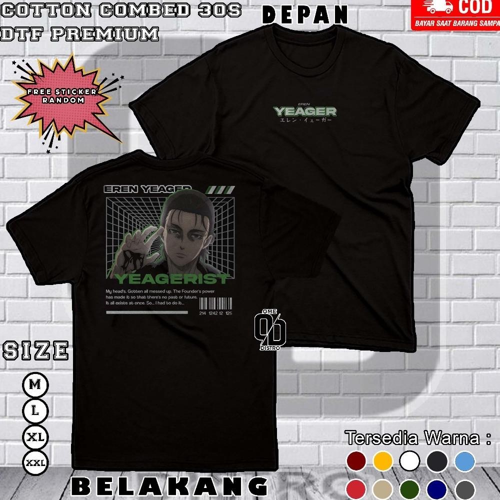 Promo Baju Kaos Eren Yeager Anime Attack On Titan Jaeger Aot Premium