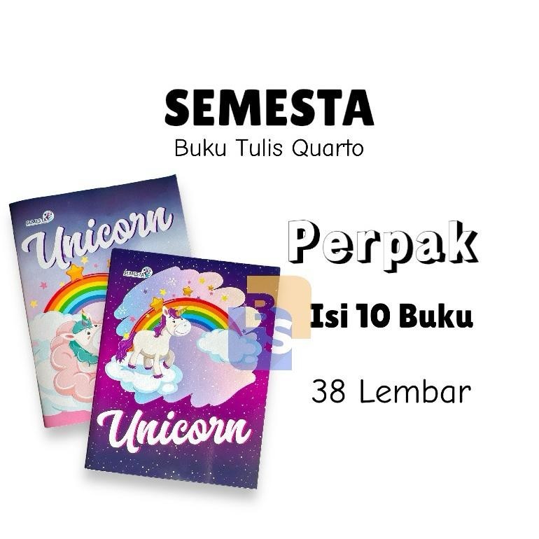 

Terbaru Buku Tulis Semesta Unicorn 38 Lembar Kwarto Pendek A5 - 10 Buku Original